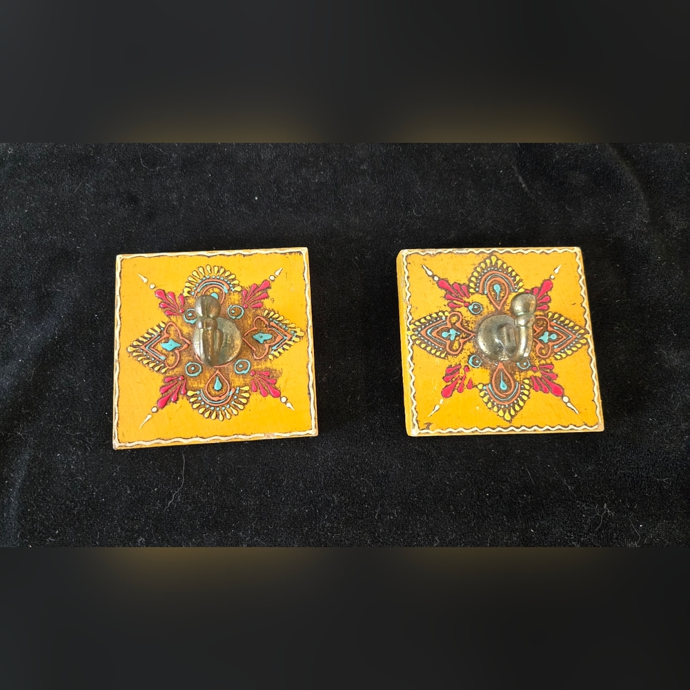 Handpainted Yellow Decorative Wall Hooks 3x3